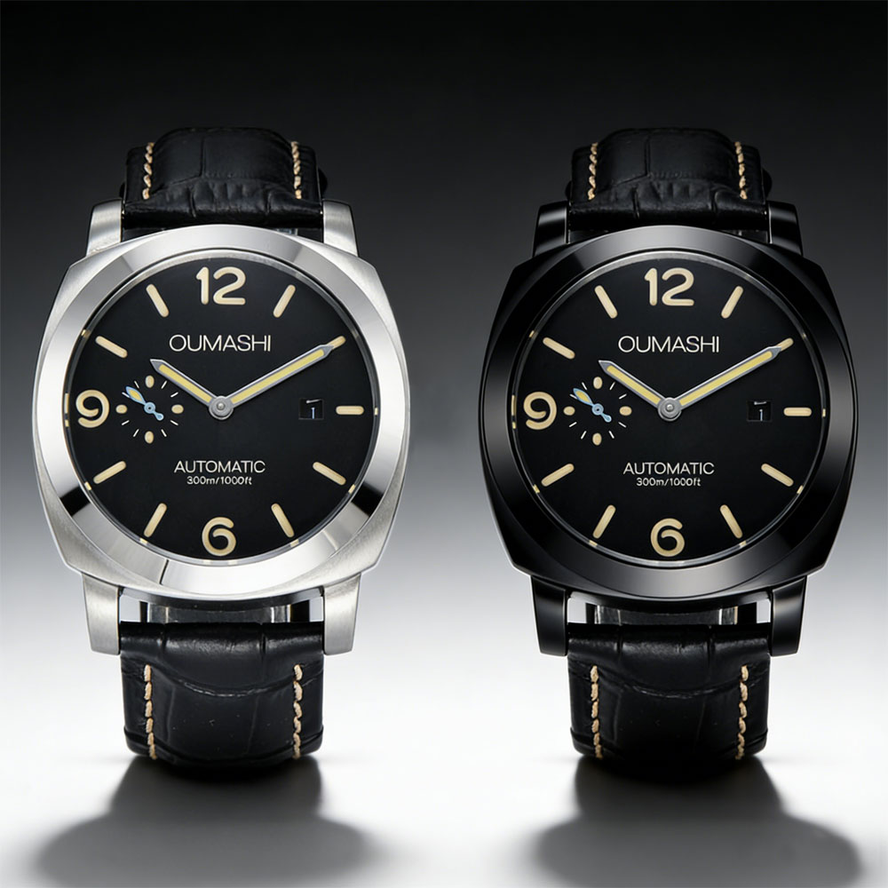 Leather Bracelet - 44mm Herrenuhr mit Seagull ST2555 Uhrwerk,