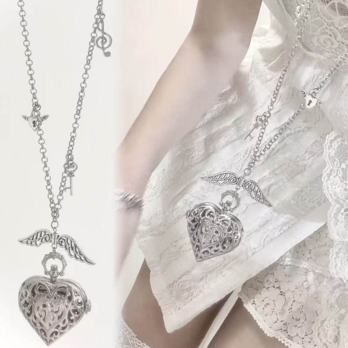 Vintage Jewelry Watches Women - Y2K Hohlherz-Taschenuhr-Kettenhalskette Design Steampunk-Uhr Vintage-Anhänger Schmuck