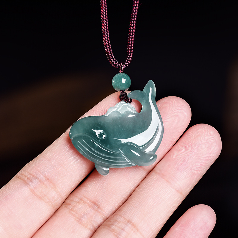 Necklace Pendant - Natürliche burmesische Jadeit-Wal-Anhänger-Halskette, Accessoires, echter Jade-Charm,