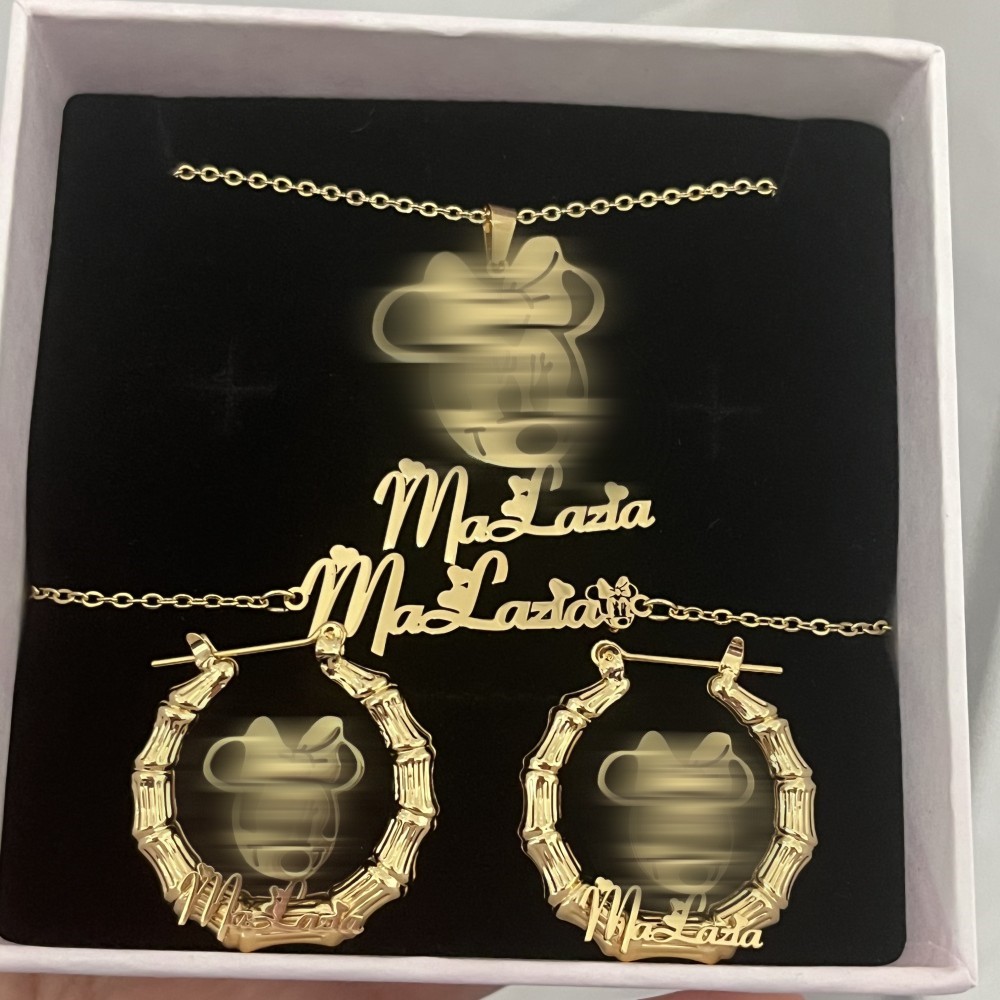 Engraved Name Necklace - DUOYING Benutzerdefiniertes Charakter-Schmuckset, personalisierter Cartoon-Anhänger, Halskette,