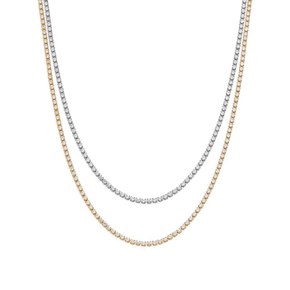 Tennis Bracelet Cubic - 2mm Tennis Kette Halsketten Weibliche Silber