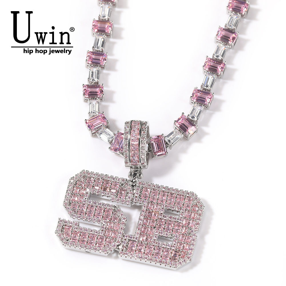 Tennis Bracelet Cubic - Uwin rosa Baguette Buchstaben benutzer definierte