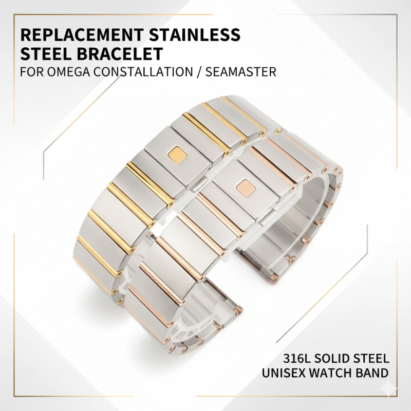 Omega Watch Constellation - Ersatz 23 mm 25 mm Stahlarmband