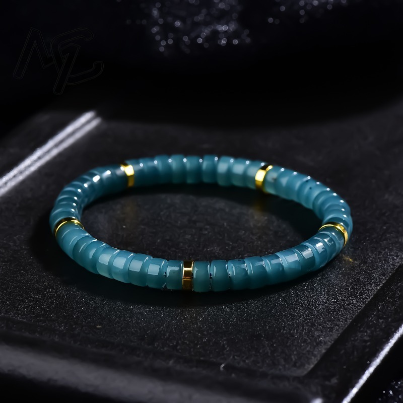 Jewelry & Watches Bench - Natürliche Jadeit Blauwasser Abakus-Perlen Spacer-Armband Luxus-Qualitätsschmuck
