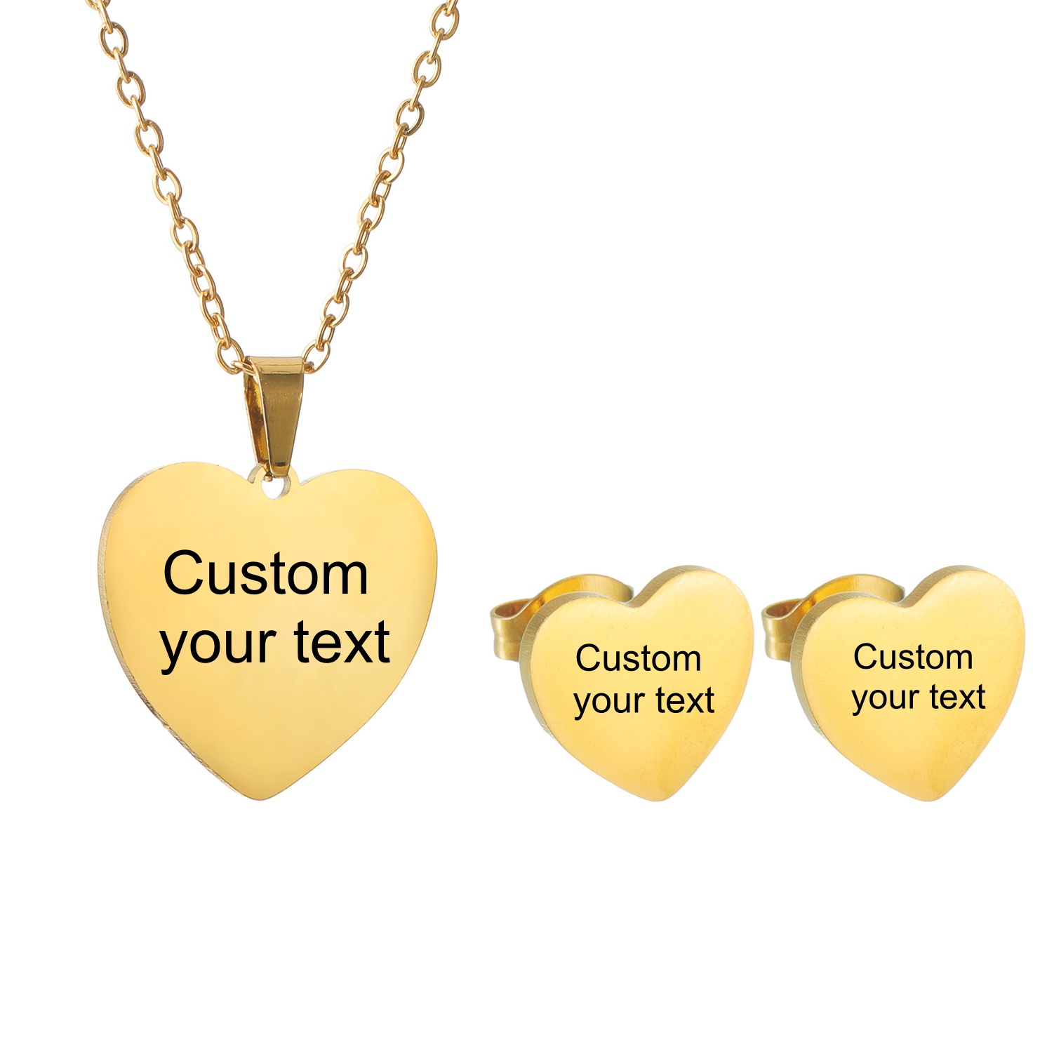 Engraved Name Necklace - Personalisierte Namenskette mit Ohrringen, Schmuckset für
