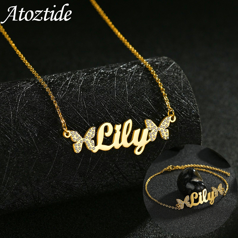 Atoztide Maßgeschneidertes Sch – Engraved Name Necklace Bewertung und Preis