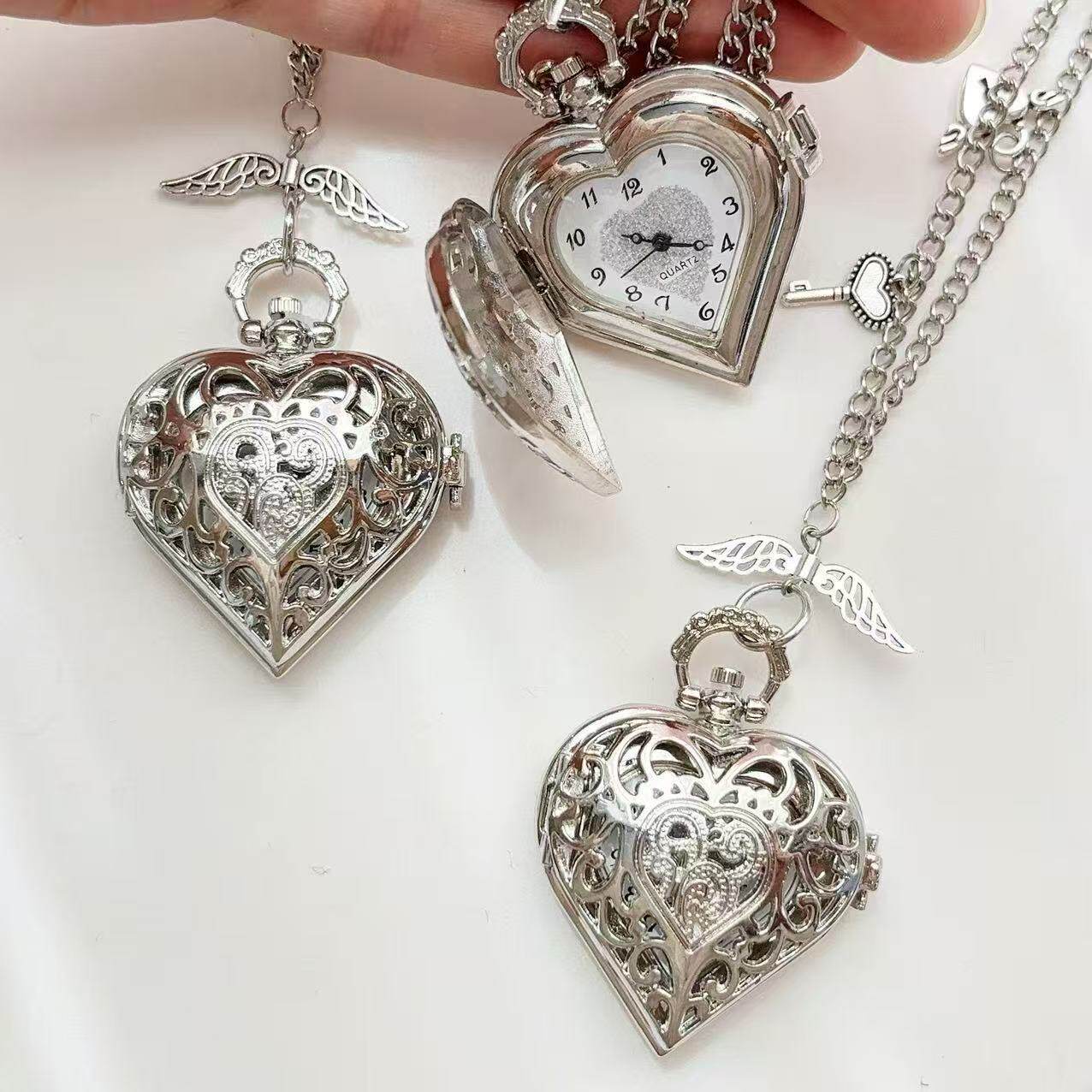 Y2K Hohlherz-Taschenuhr-Ketten – Vintage Jewelry Watches Women Bewertung und Preis