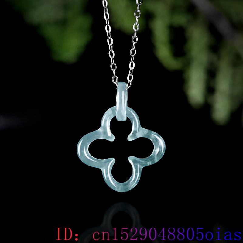Blaue Myanmar Jadeit vier blät – Necklace Pendant Bewertung und Preis