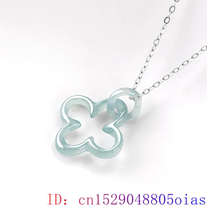 Blaue Myanmar Jadeit vier blät – Necklace Pendant Bewertung und Preis