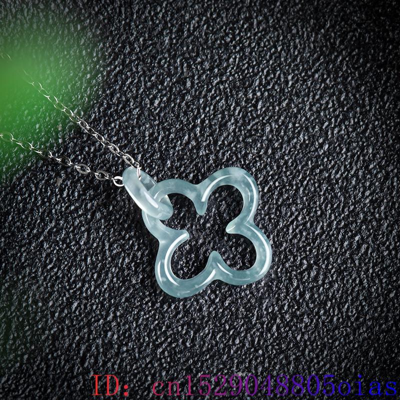 Blaue Myanmar Jadeit vier blät – Necklace Pendant Bewertung und Preis